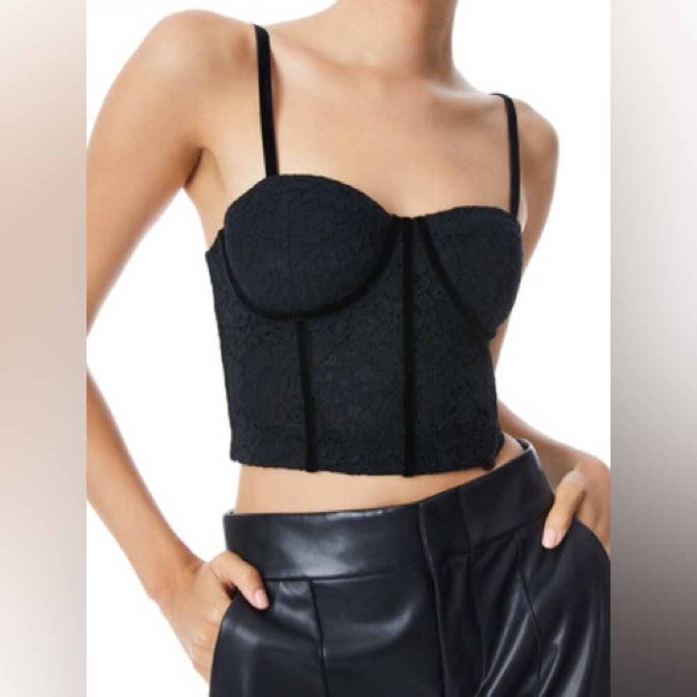 Alice + Olivia Lorette LACE BUSTIER CROP TOP in Size 4